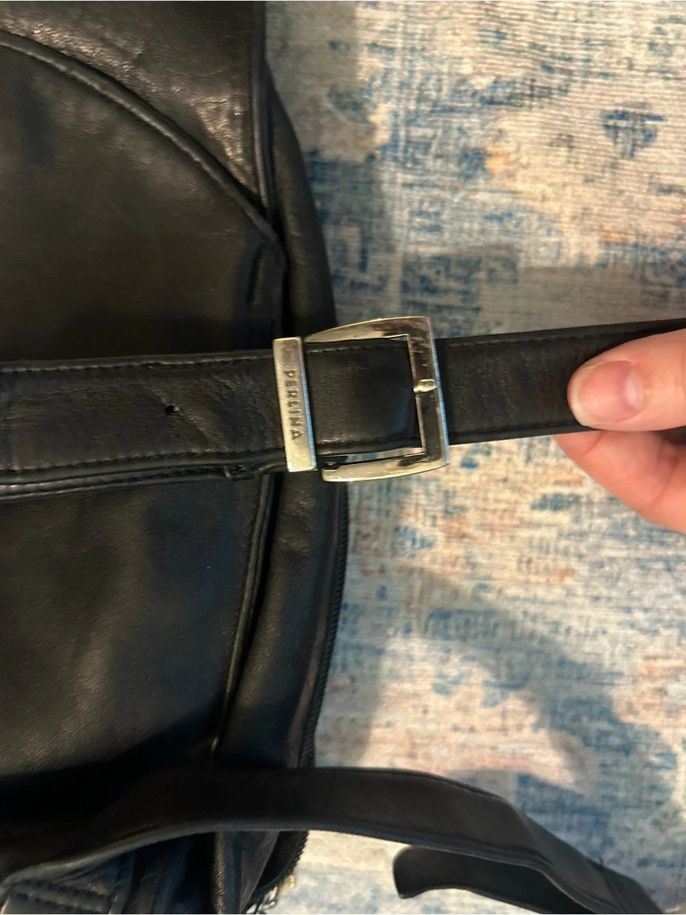 Gorgeous Perlina Black Leather Sling Backpack